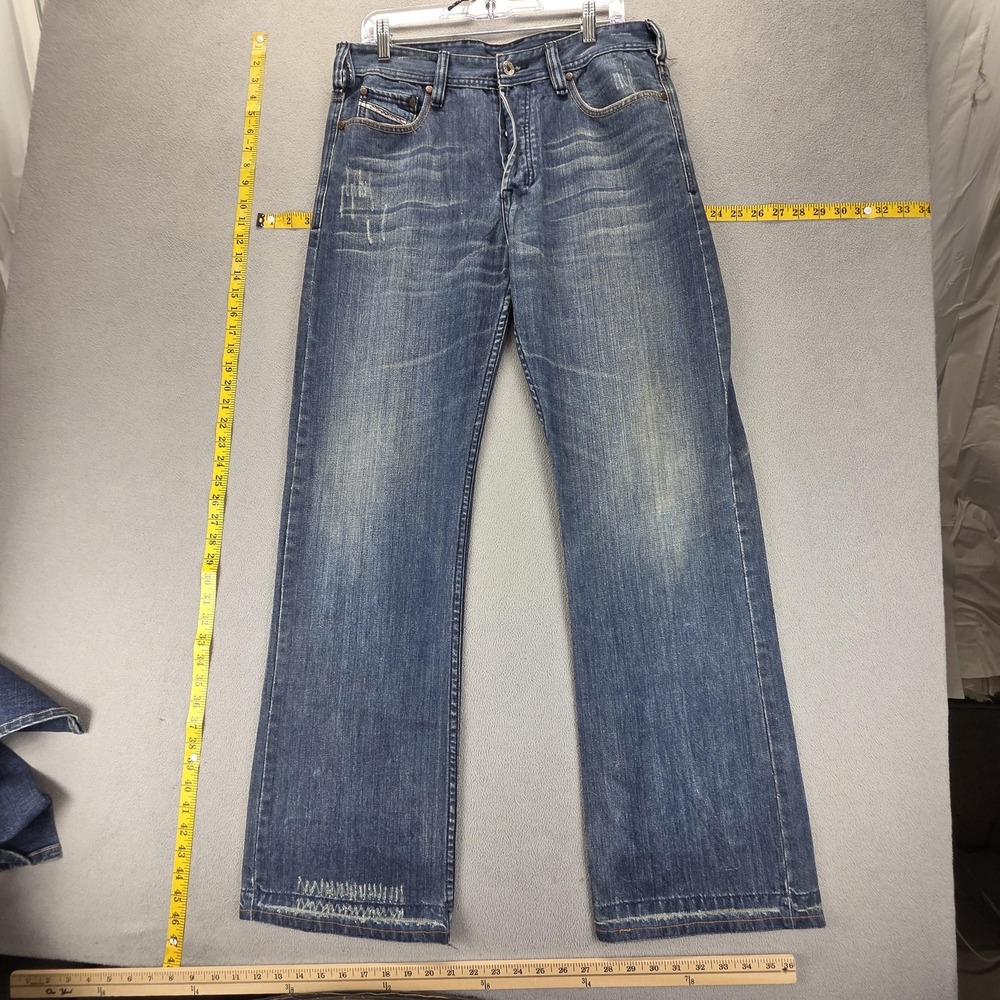 Diesel Jeans Mens 36x32 Blue Zathan Regular Bootcut Button Fly Made Italy 00772
